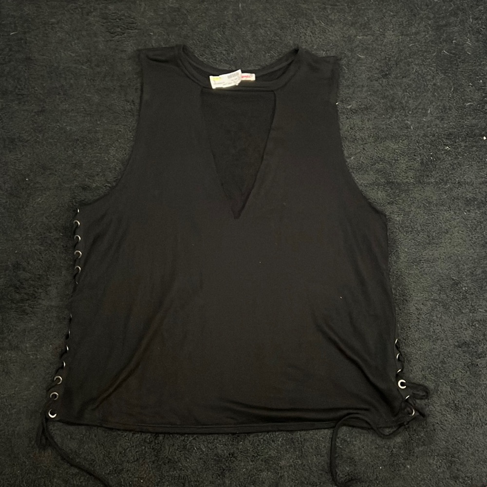 V neck tank top with grommets on side